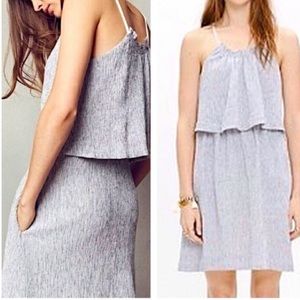 Madewell Dream Drift Overlay Dress in Stripe NEW 8 linen blend